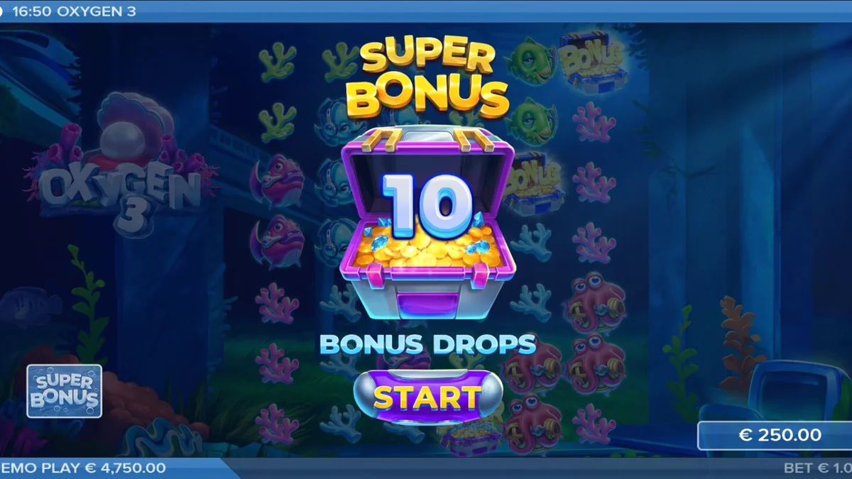Tampilan visual slot Oxygen 3 dengan tema reruntuhan bawah laut yang futuristik